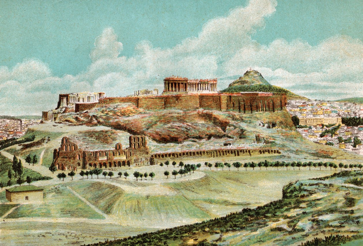 Aten, cirka 1920 (litografi) av . .