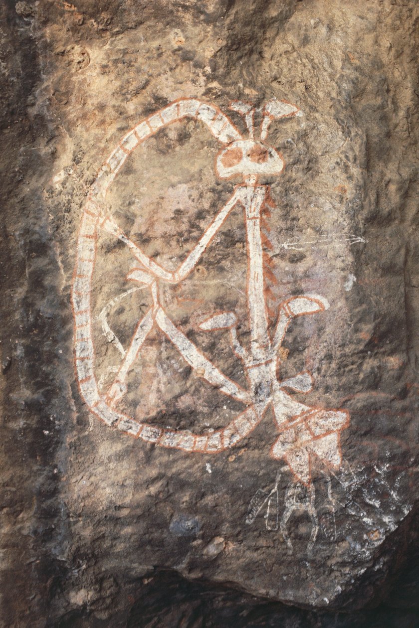 Australien, Northern Territory, Arnhem Land, Kakadu National Park, Nourlangie Rock, Aboriginal klippmålningar av Isabel Redie