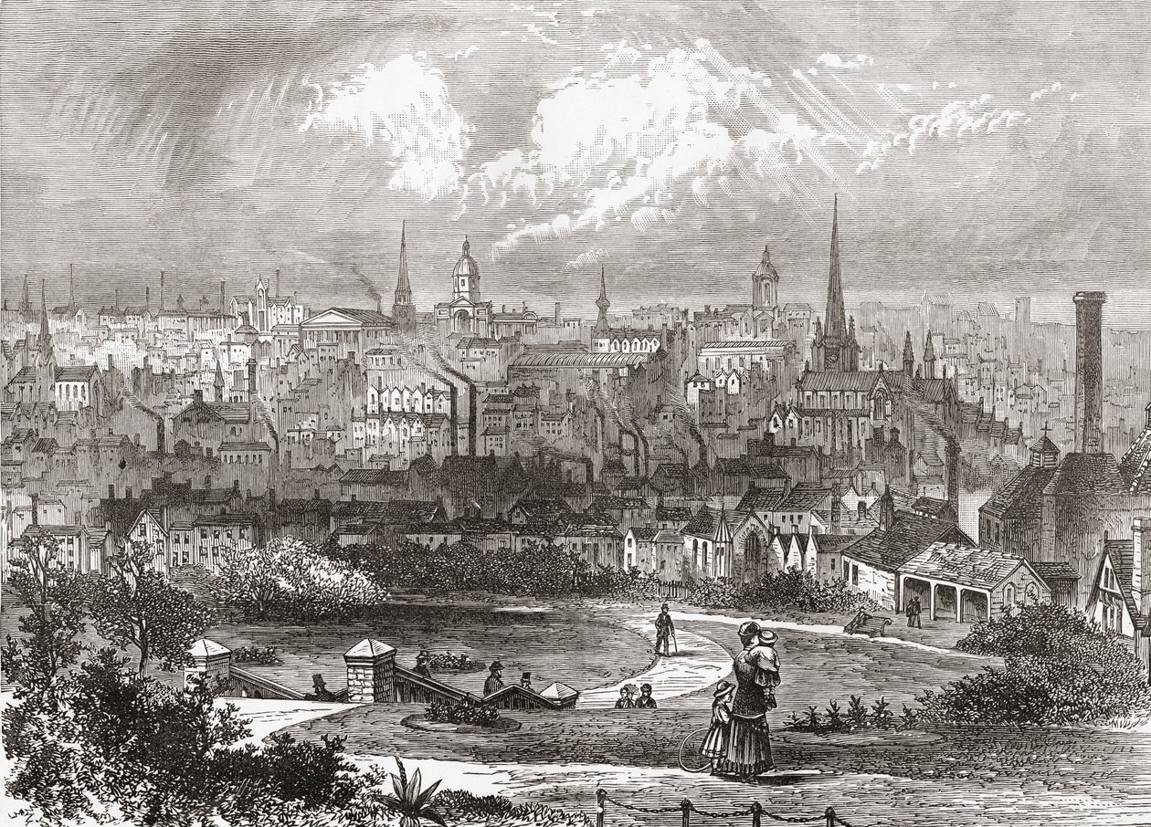 Birmingham, West Midlands, England i slutet av 1800-talet, från Our Own Country publicerad 1898 av Ferdinand Georg Waldmuller