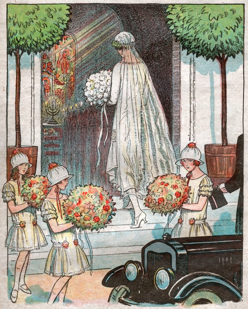 Bruden kommer in i kyrkan. 1925 (illustration) av . .