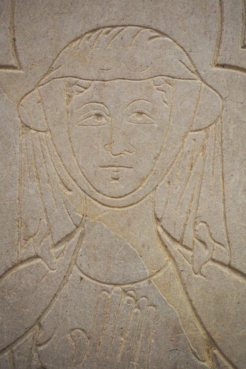 Bourgogne, Lancharre, kommun Chapaize 71460. I kyrkan Notre Dame, Isabelle de Vauvry av . .