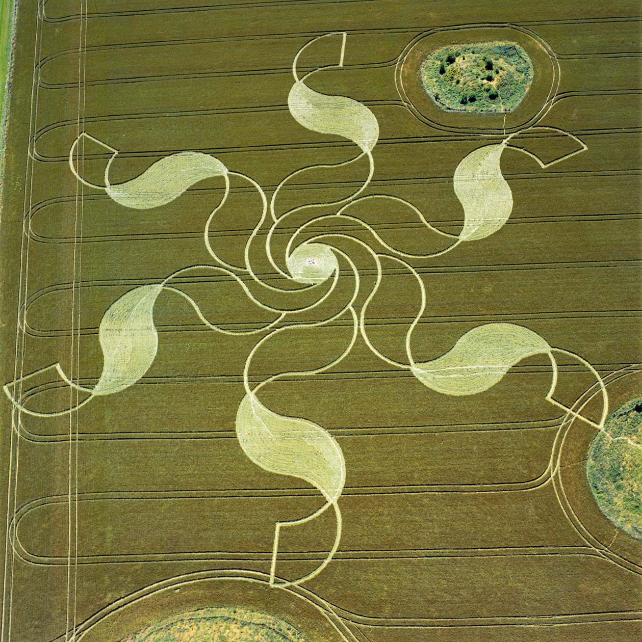 Gröncirkel i vetefält, Stonehenge, Wiltshire, 4 juli 2002 (flygfoto) av Ferdinand Georg Waldmuller