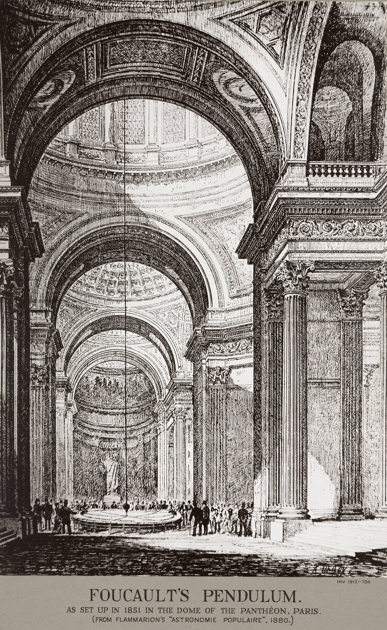 Demonstration av Foucaults pendel vid Pantheon, Paris, Frankrike av Frederick (attr. to) Barnard