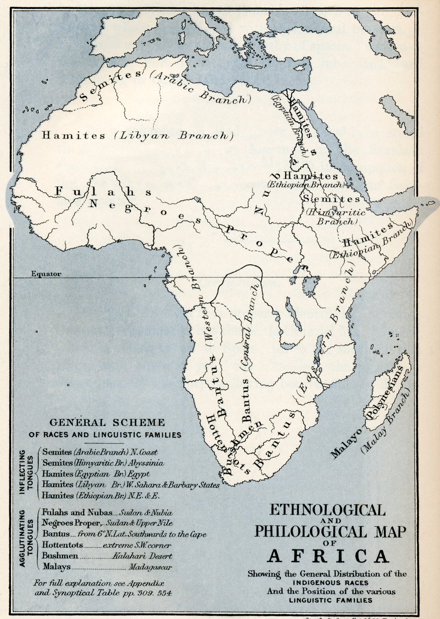Etnologisk och filologisk karta över Afrika som den var på 1800-talet, från 