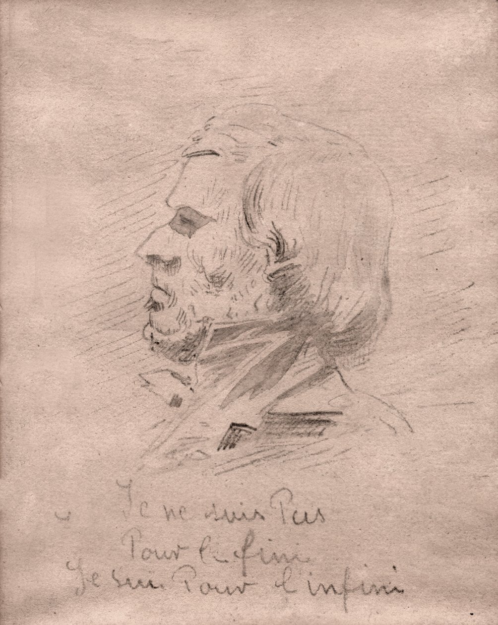 Eugene Delacroix "Jag är inte för mål, jag är för oändlighet." cirka 1850 (ritning) av . .