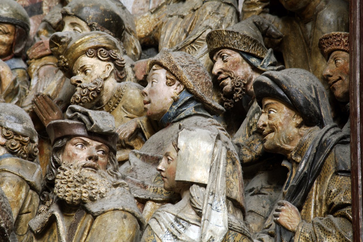 FRANKRIKE. Hauts-de-France. BELOPP. Amiens. Vår Fru-katedralen. Södra väggen i koret. Detalj av basreliefer som visar historien om Saint Fermin (Firmin d