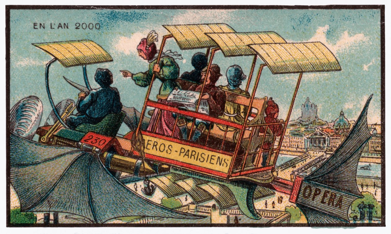 Flygande buss i Paris, ca 1910 av . .