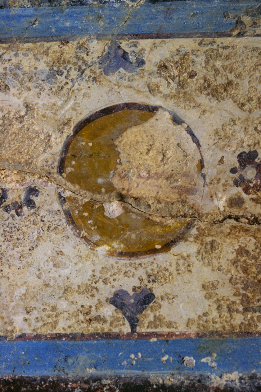 Freskfragment, Salus Augusta Temple-Cryptoporticus, antik romersk stad Urbs Salvia, Urbisaglia, Marche, Italien (foto) av William Walcutt