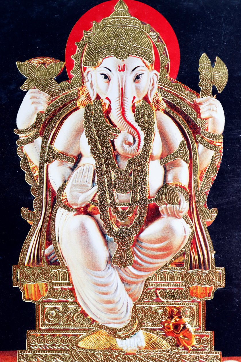 Ganesha eller Ganapati: den hinduiska guden med elefanthuvudet. av . .