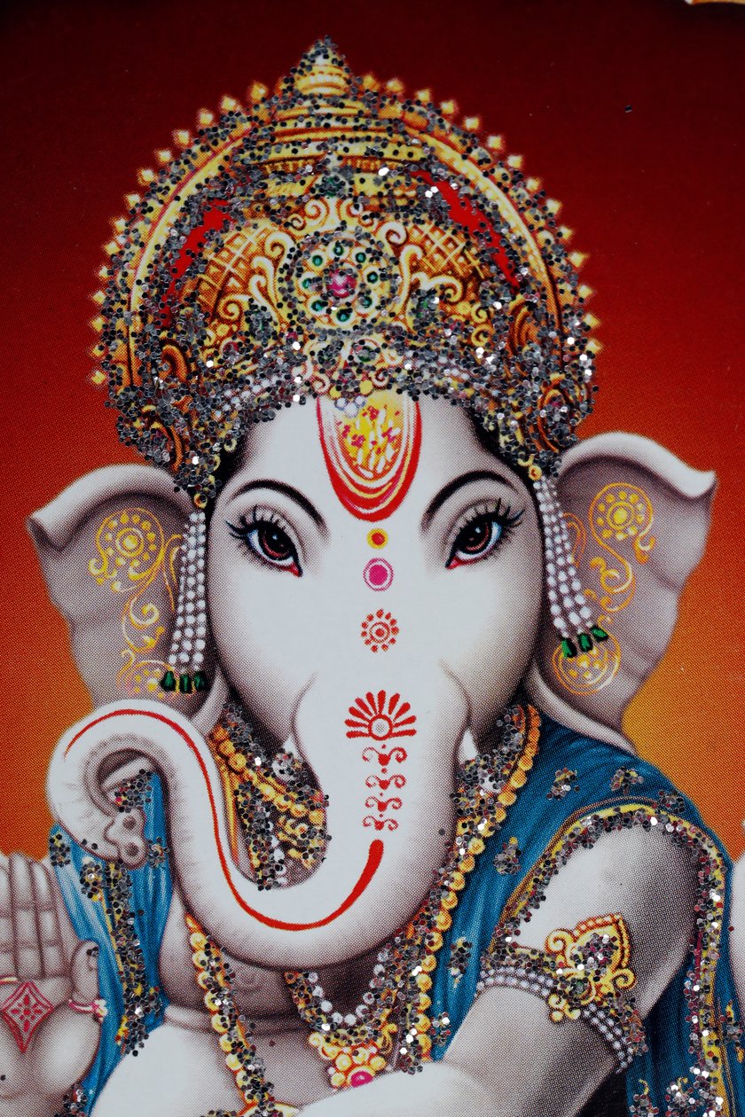 Ganesha eller Ganapati: den hinduiska guden med elefanthuvudet. av . .