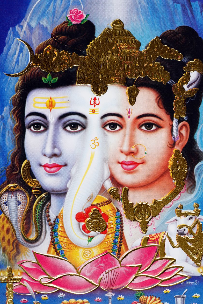 Hinduisk gud Shiva och gudinnan Parvathi. av . .