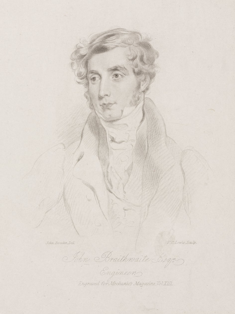 John Braithwaite, brittisk ingenjör, ca 1830 av Frederick (attr. to) Barnard