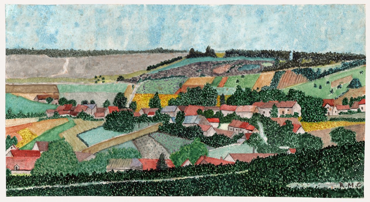 Landskap på den franska landsbygden, ca 1950 av . .