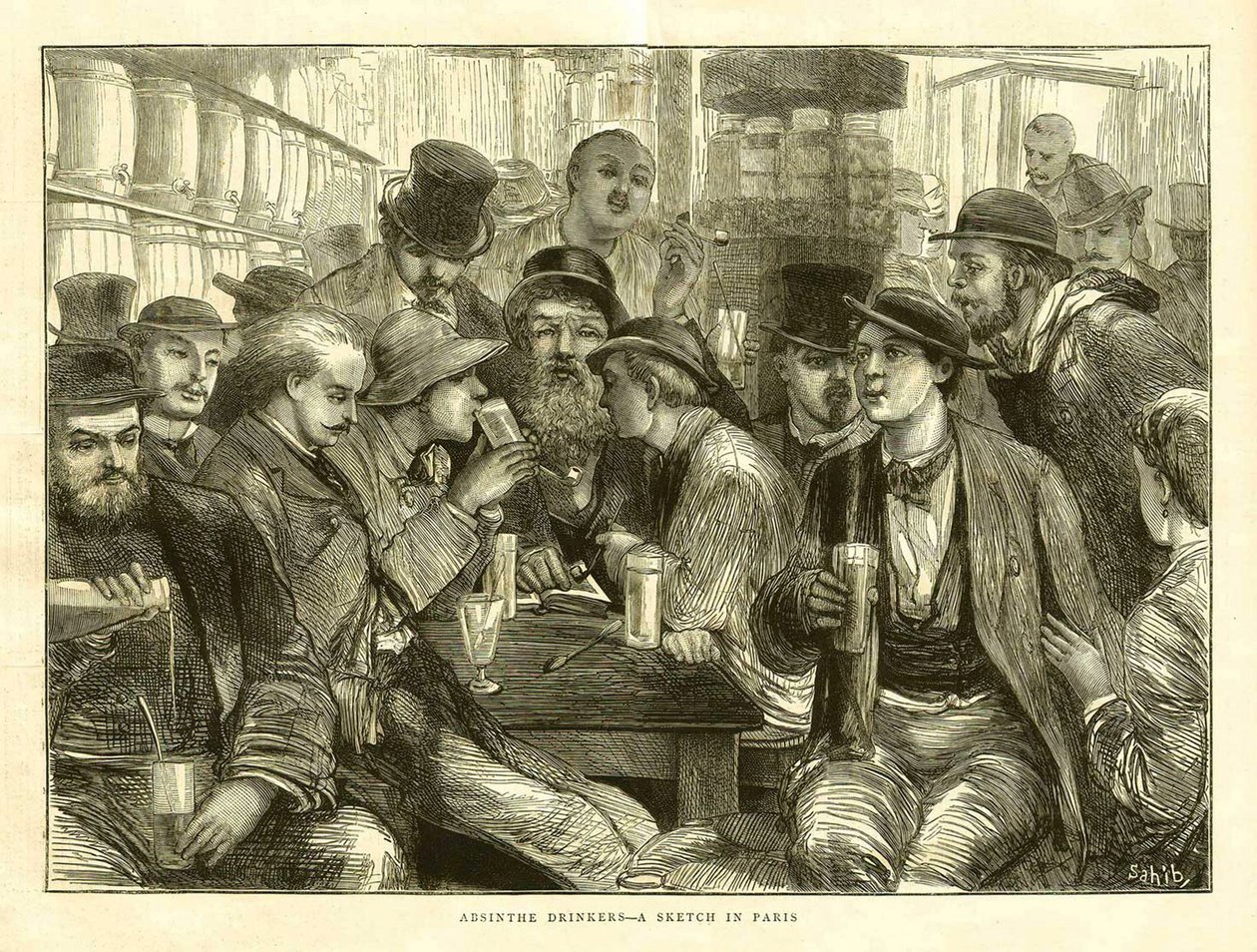 Absintsdrinkarna, Paris 1872 av Frederick (attr. to) Barnard