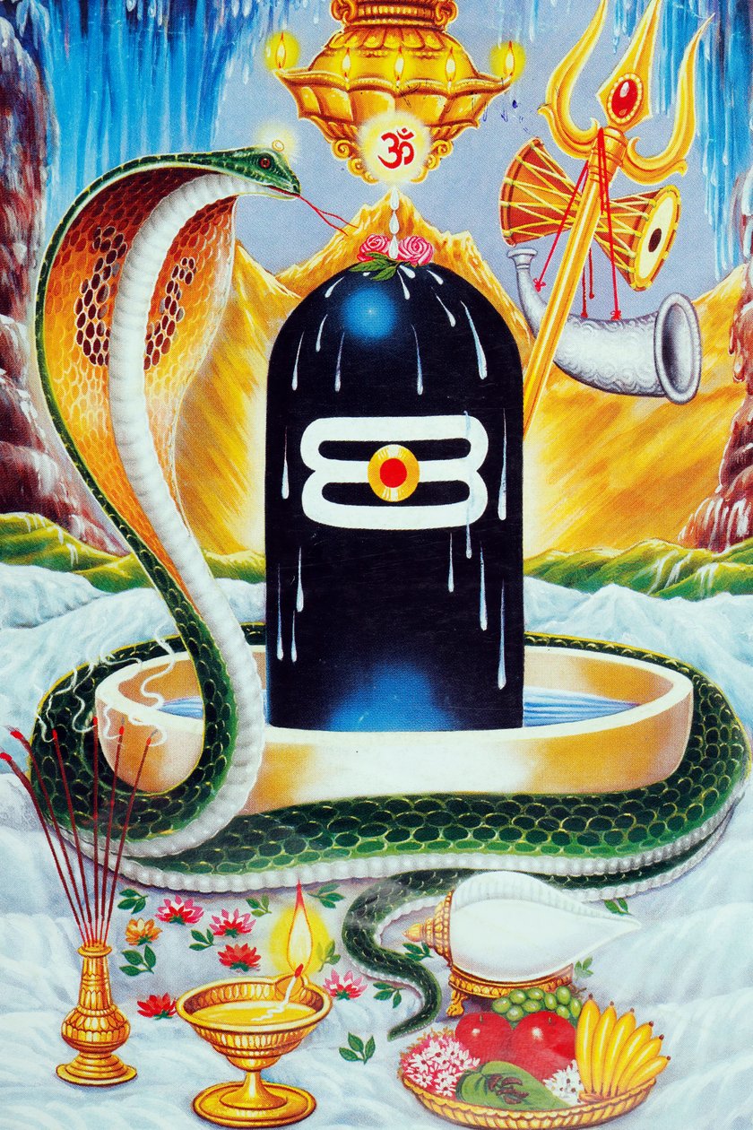 Lingam representerar fallos av hinduiska guden Shiva. av . .