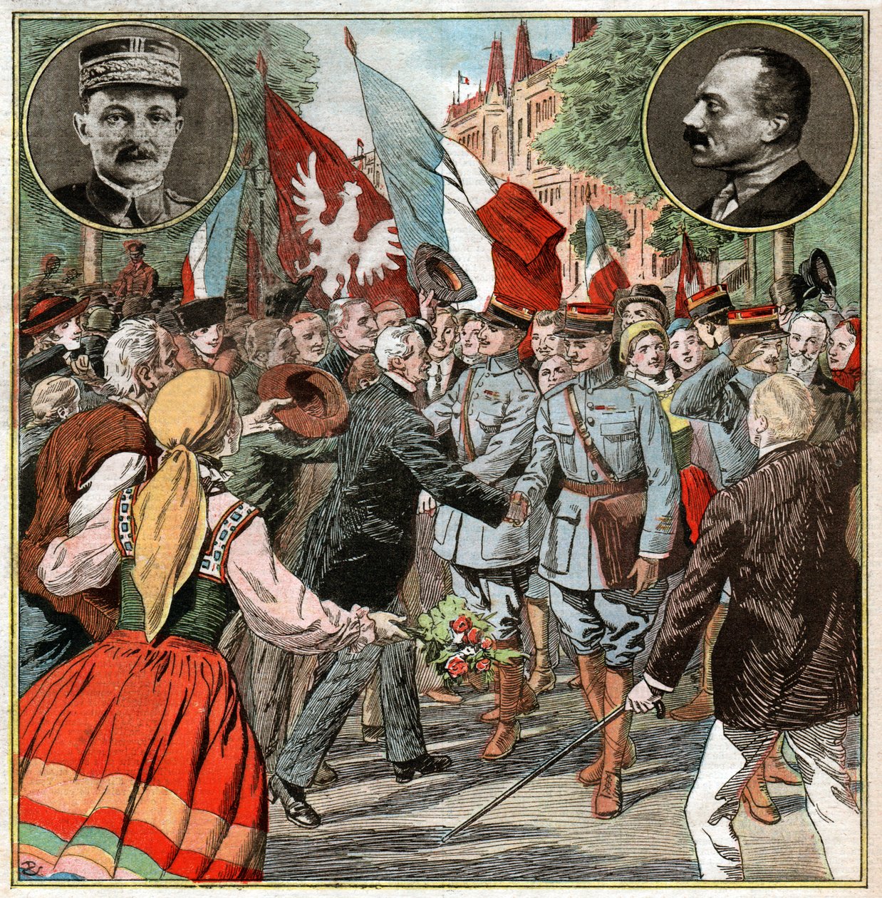 Maxime Weygand och Pologne. Maxime Weygand i Polen. av Ferdinand Georg Waldmuller