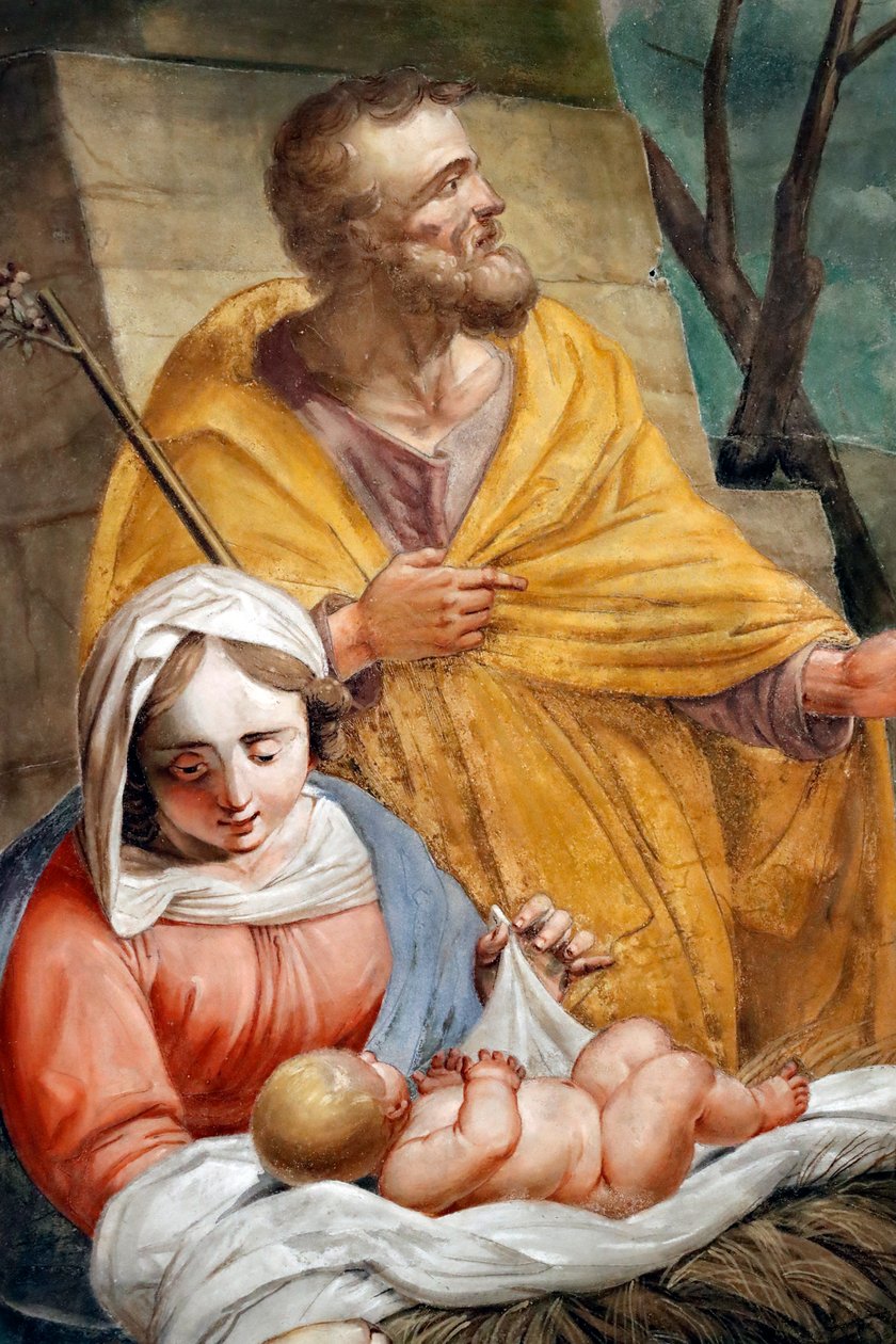 julkrubba. Helig familj. Santa Maria delle Vigne basilikan. Genua. Italien. av . .
