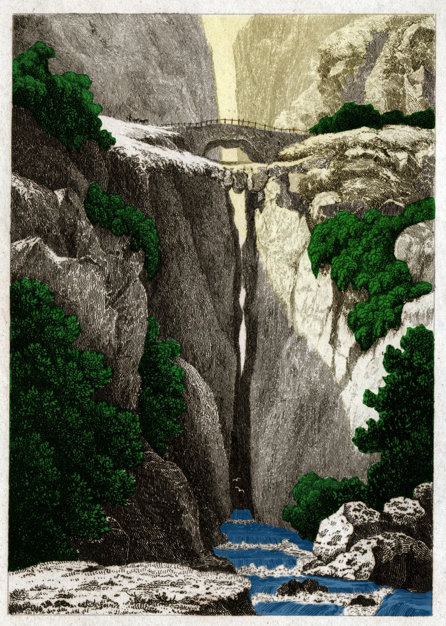 Naturliga broar i Icononzo, Colombia. ca. 1840 (gravyr) av . .