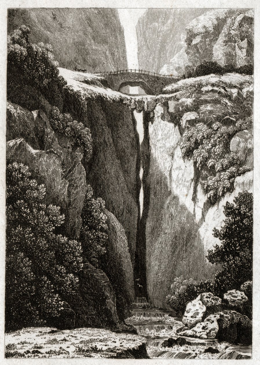 Naturliga broar i Icononzo, Colombia. ca. 1840 (gravyr) av . .