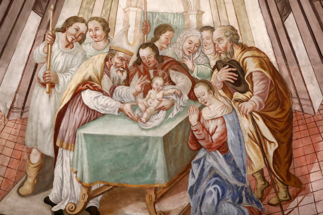 Our Lady of the Assumption of Cordon Church. Fresk. Kristi omskärelse. Frankrike. Frankrike. av . .