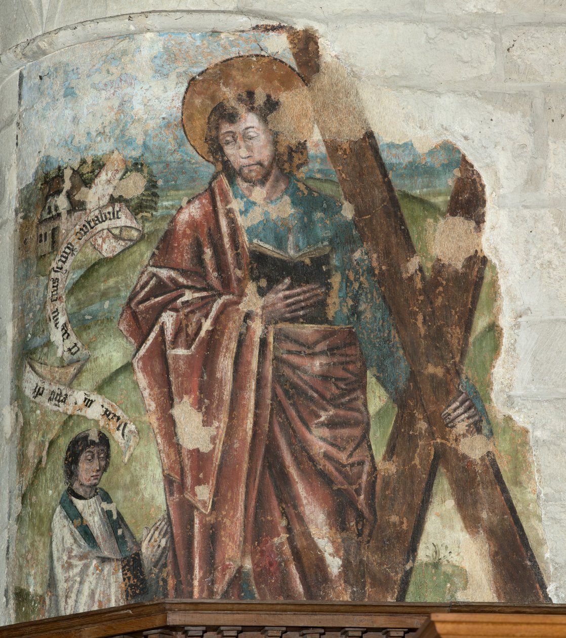 Sockenkyrka (Vår Fru församlingskyrka). Interiör. Kören. Väggmålning. av . .