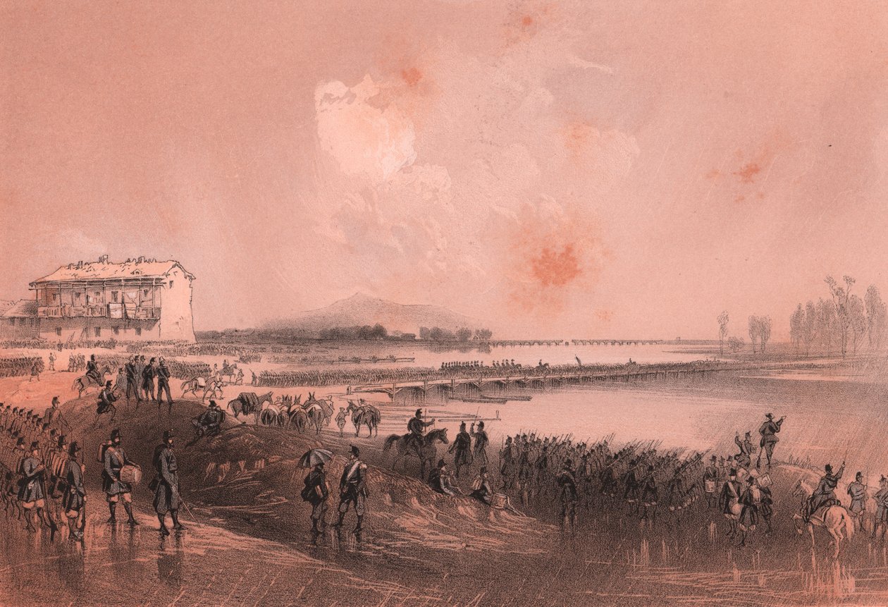 Piemontesisk armé korsar floden Sesia av William Walcutt