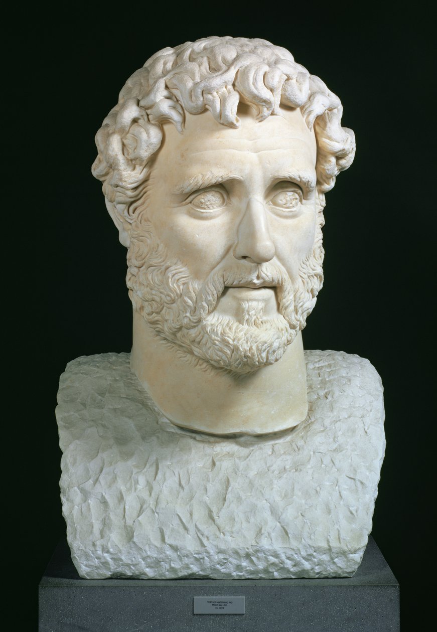 Porträttbyst av kejsar Antoninus Pius (86-161) från badet i Caracalla, Rom, ca 140 (marmor) av Hippolyte Lalaise Devéria