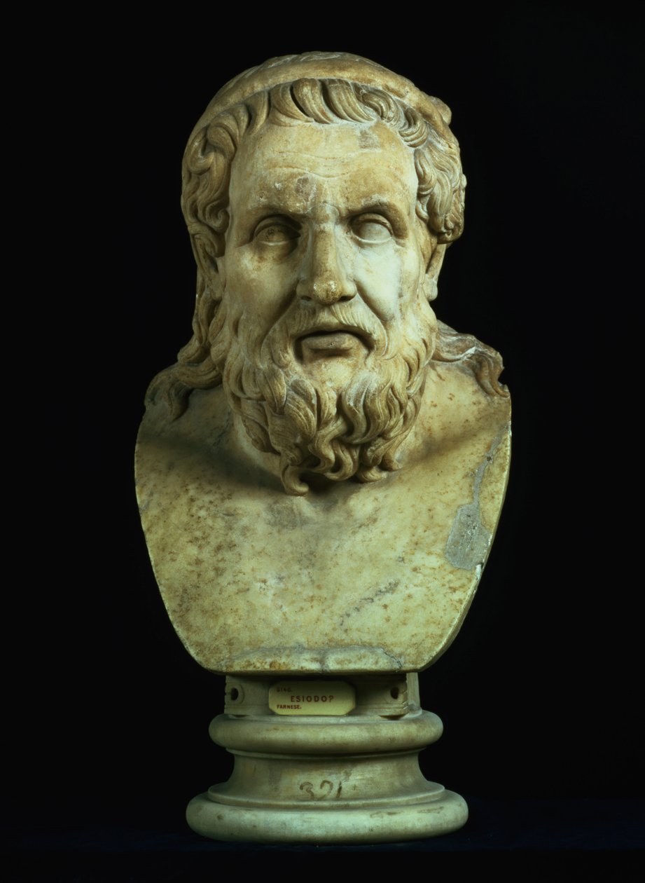Porträttbyst möjligen av antingen Hesiod (700-talet f.Kr.) eller Homeros (700-talet f.Kr.), kopia av grekiskt original från 500-talet f.Kr. (marmor) av Hippolyte Lalaise Devéria