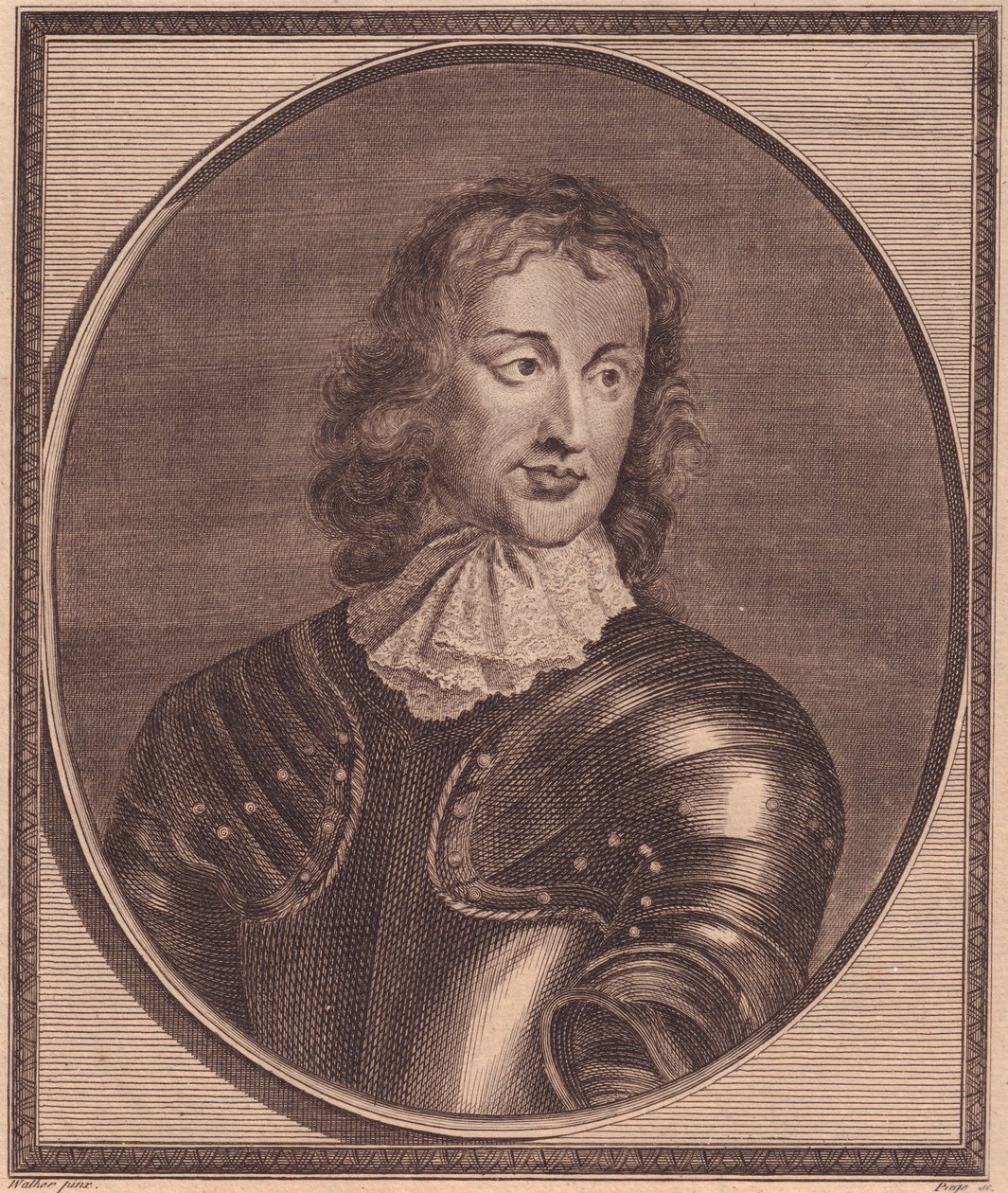 Porträtt av den brittiske generalen och politikern John Lambert (1619-1684), kopparstick av John Goldar (1729-1795) från målning av Robert Walker av William Walcutt