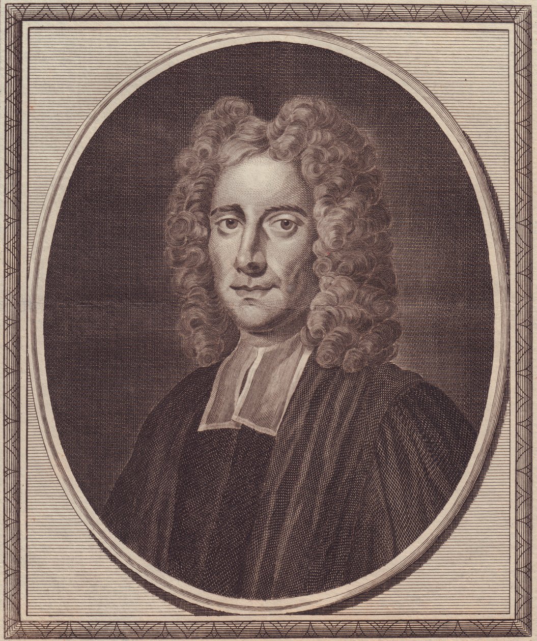 Porträtt av den engelske filosofen Samuel Clarke (1675-1729), kopparstick av John Goldar (1729-1795) från målning av Gibson av William Walcutt
