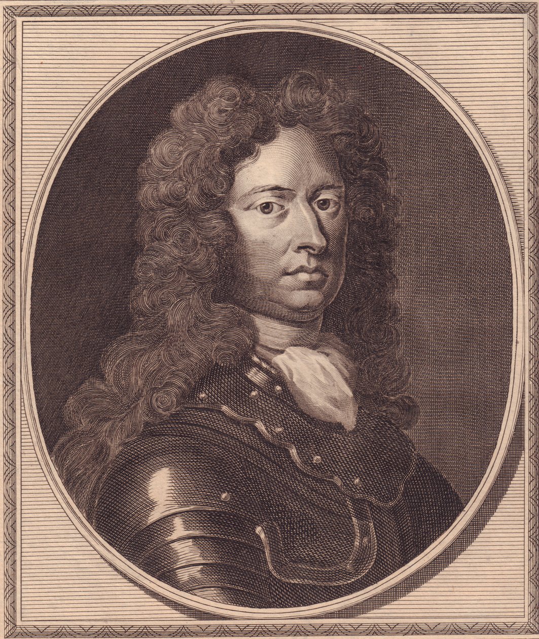 Porträtt av den engelske soldaten Thomas Tollemache (cirka 1651-1694), kopparstick av John Goldar (1729-1795) från målning av G Kneller av William Walcutt
