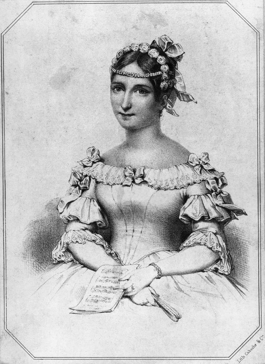 Porträtt av Laura Cinti-Damoreau (1801-1863), fransk sopran, litografi av William Walcutt