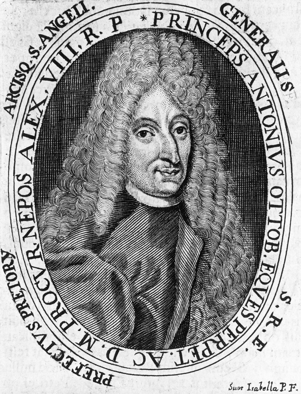 Porträtt av prins Antonio Ottoboni (1646-1710), general för påvlig armé, gravyr av William Walcutt