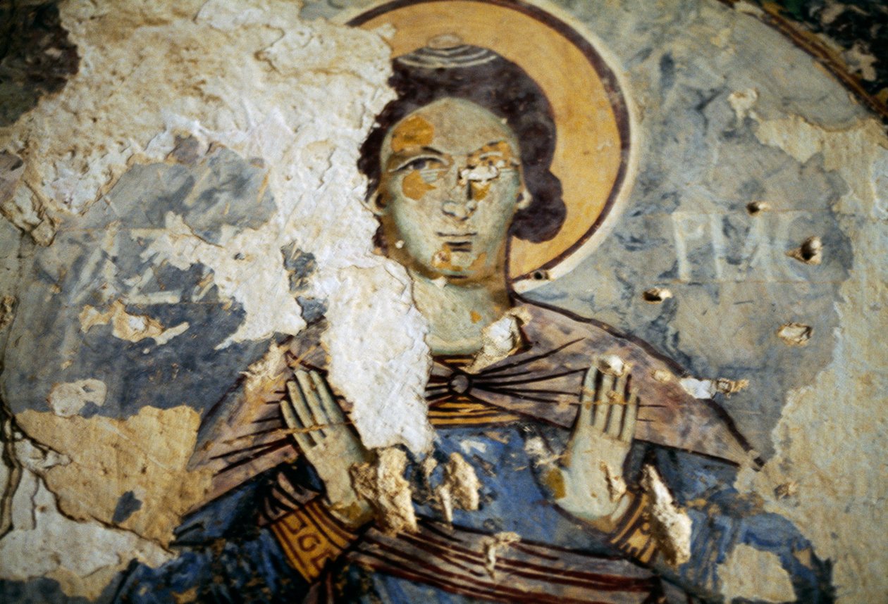 Saint, fresk i kyrkan Agios Ioannis Prodromos av Georg Carl Heinrich Dollmann