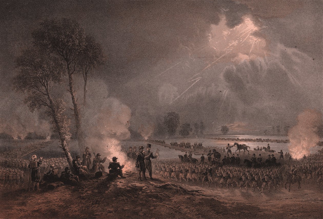 General Mac-Mahons andra franska armékår passerar Ticino vid Turbigo, Lombardiet av William Walcutt