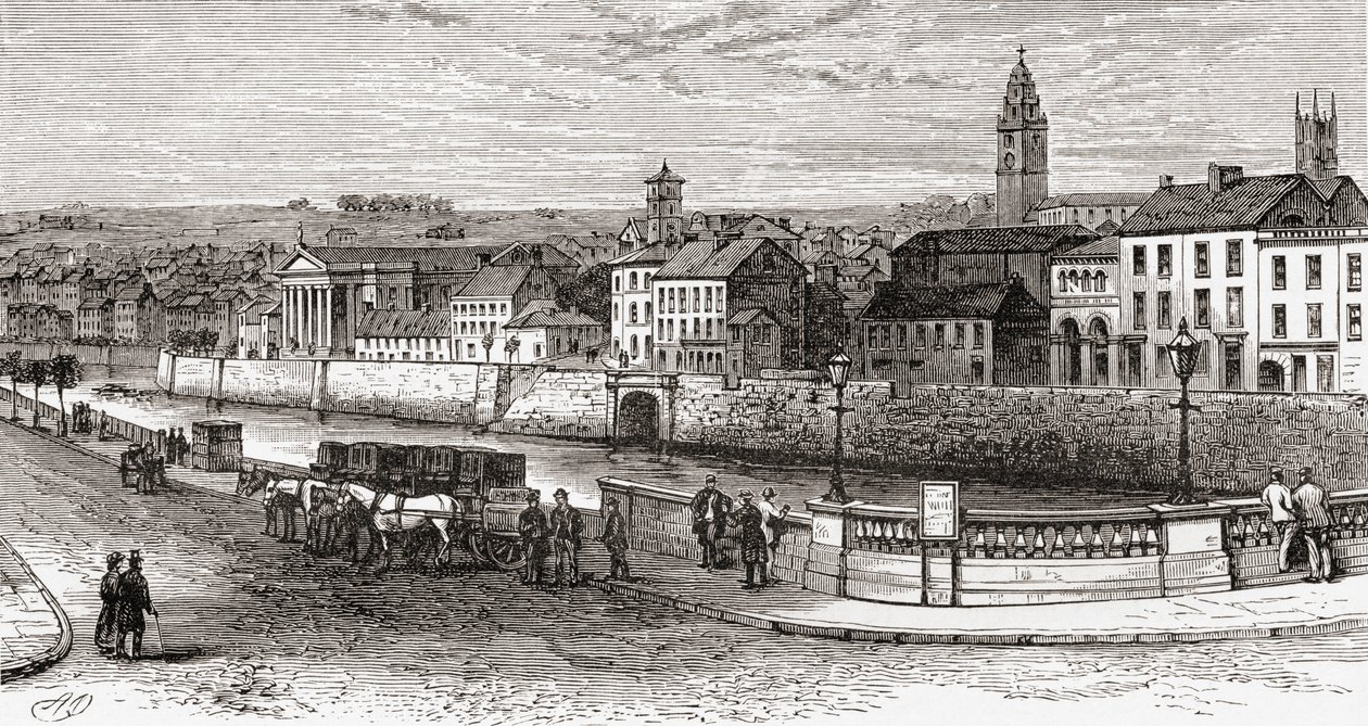 Shandon vid floden Lee, County Cork, Irland i slutet av 1800-talet, från Our Own Country publicerad 1898 av Ferdinand Georg Waldmuller