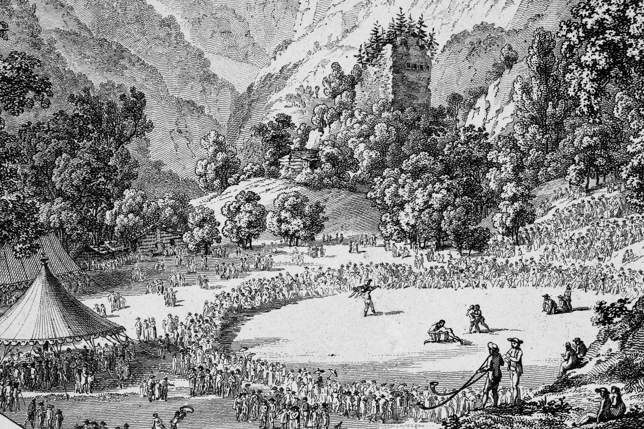 Schweiz Unspunnen Festival 1805 (svart/vitt foto) av Frederick (attr. to) Barnard