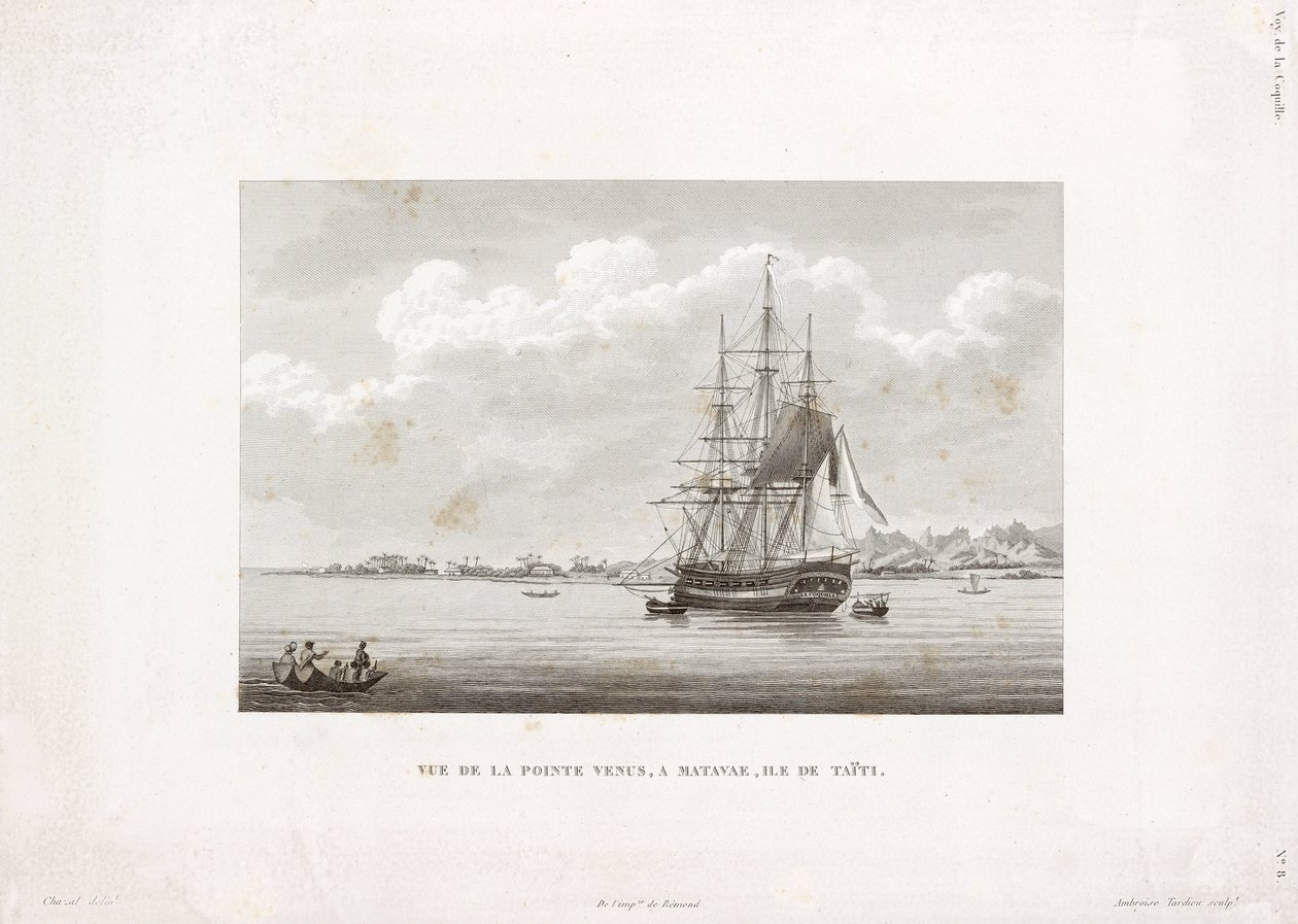 "Coquille" på Pointe Venus, ön Tahiti av Frederick (attr. to) Barnard
