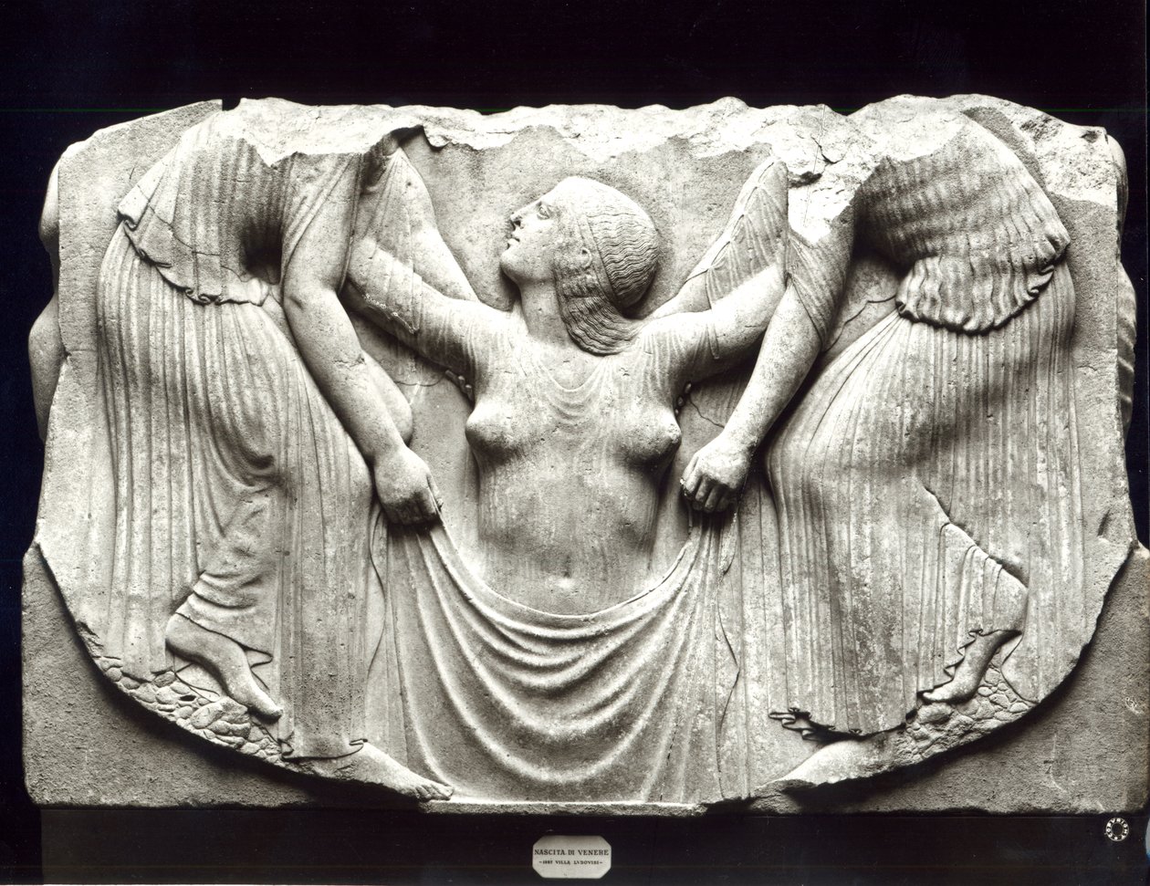 "Ludovisi Throne" eller "Throne of Venus", från Villa Ludovisi (marmor) (s/v foto) av Hippolyte Lalaise Devéria