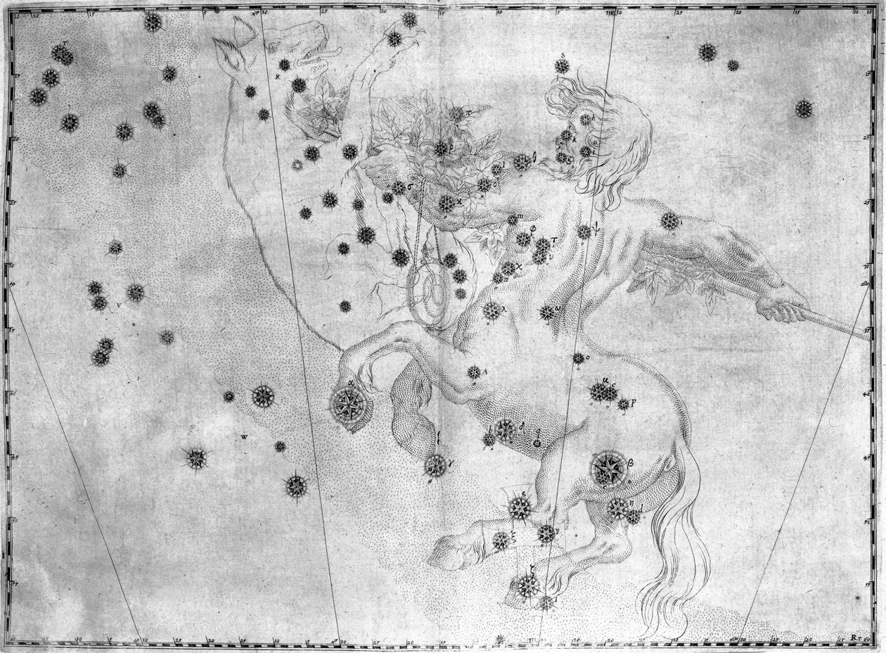 Stjärnbilden Centaurus, med Alpha Centauri av Frederick (attr. to) Barnard