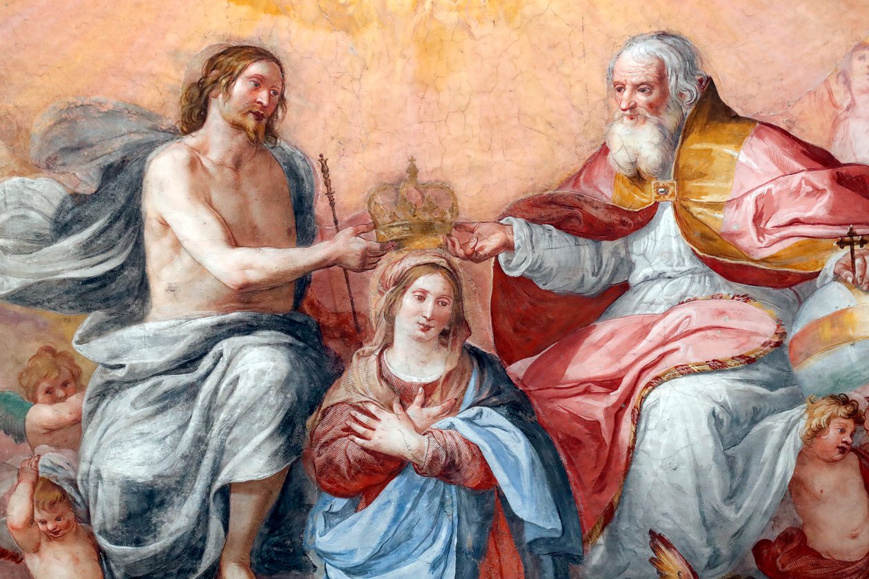 Jungfruns kröning. Färsk. Basilikan Santissima Annunziata del Vastato. Genua. Italien. av . .