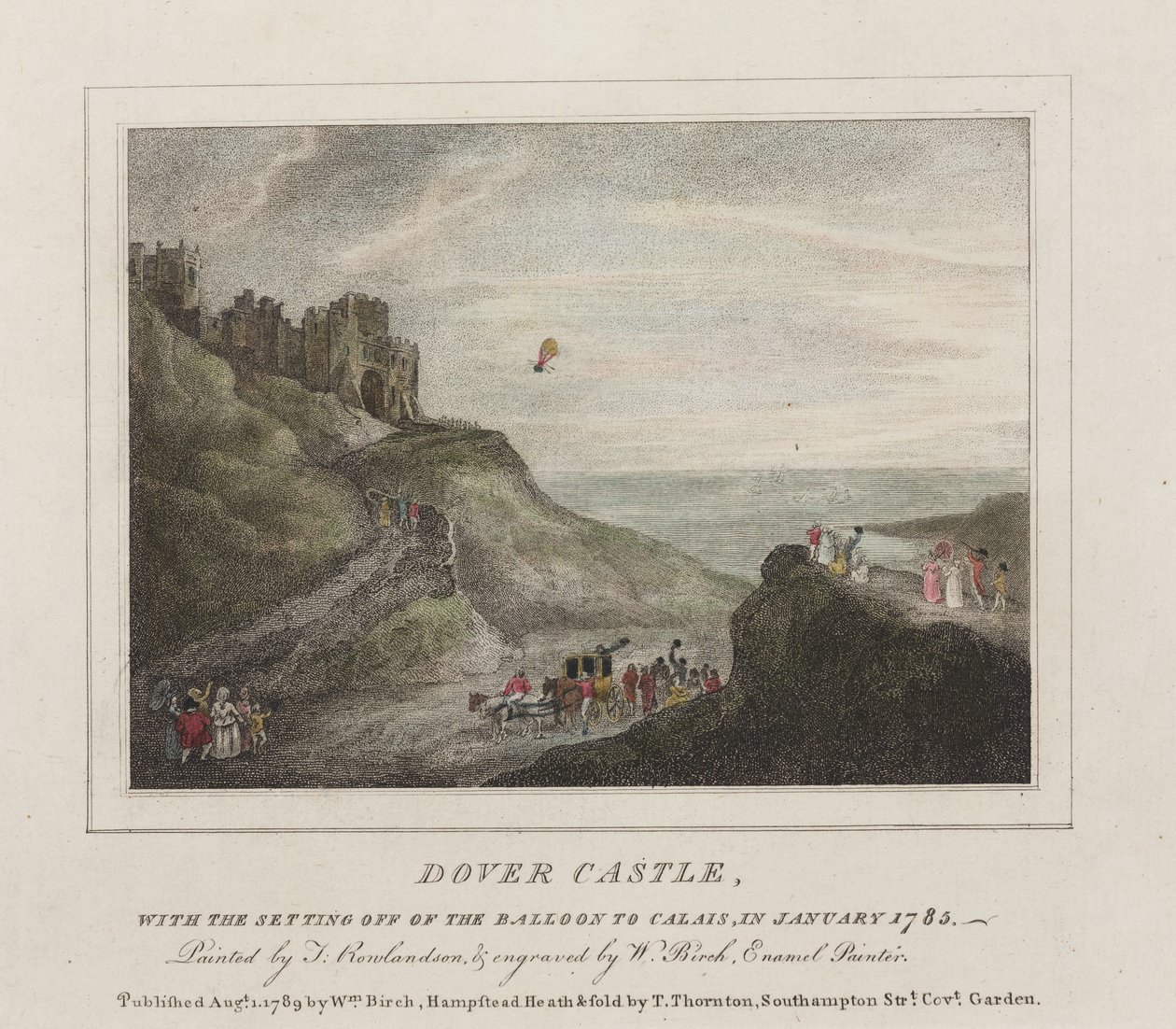Den första kanalöverfarten med ballong, 7 januari 1785 av Frederick (attr. to) Barnard