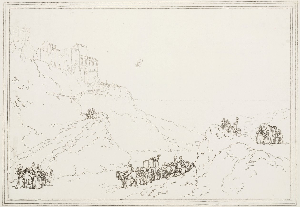 Den första kanalöverfarten med ballong, 7 januari 1785 av Frederick (attr. to) Barnard