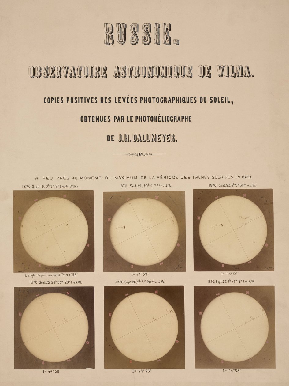Solen, fotograferad med en Dallmeyer-heliograf, Vilnius, Litauen av Frederick (attr. to) Barnard