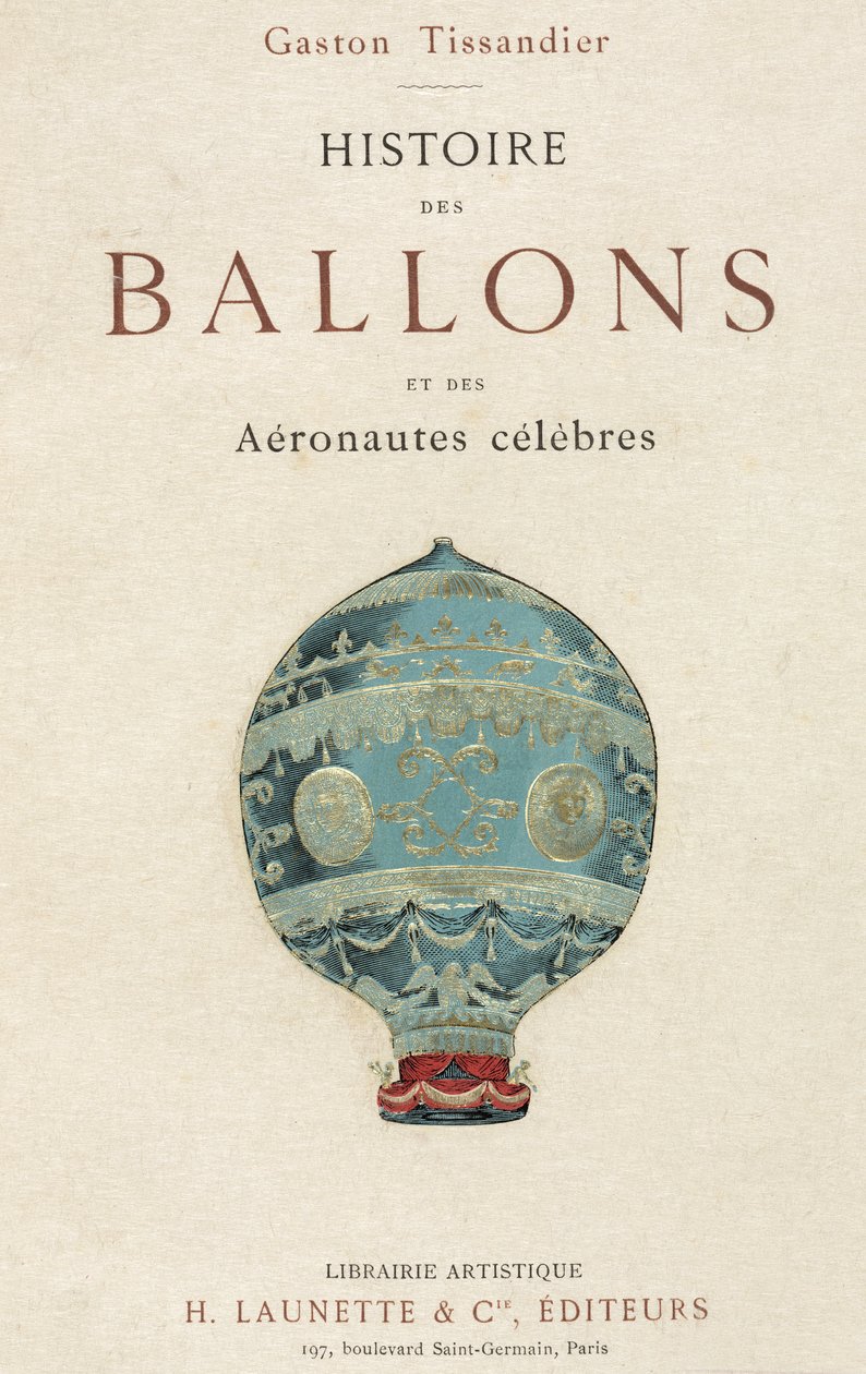 Titelsidan på Tissandiers bok om ballongflygning av Frederick (attr. to) Barnard