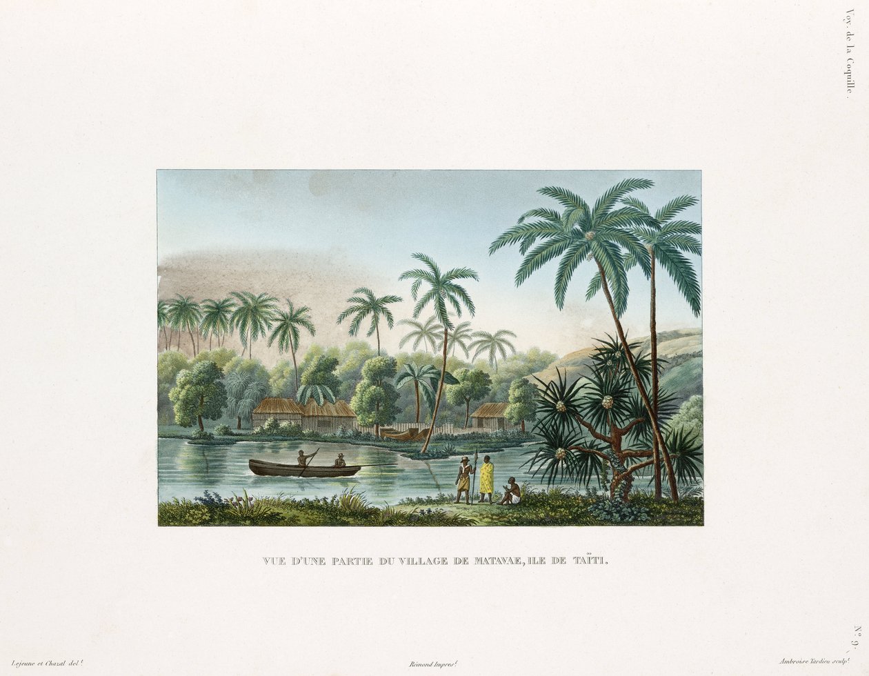 Utsikt över en by vid Matavai, ön Tahiti av Frederick (attr. to) Barnard
