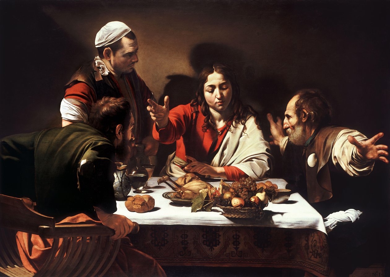 Kvällsmat på Emmaus av Michelangelo Merisi da  Caravaggio