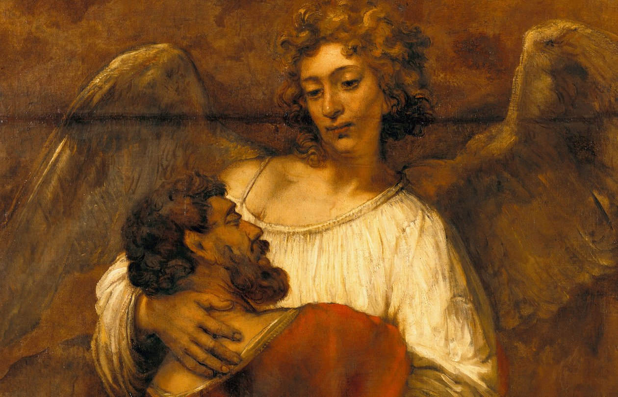 Jakobs kamp med ängeln av Rembrandt van Rijn
