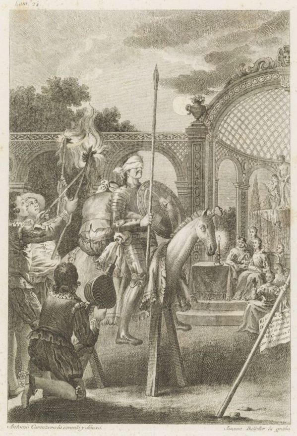 Miguel de Cervantes Saavedra in El Ingenioso Hidalgo Don Quixote de la Mancha av after Antonio Carnicero