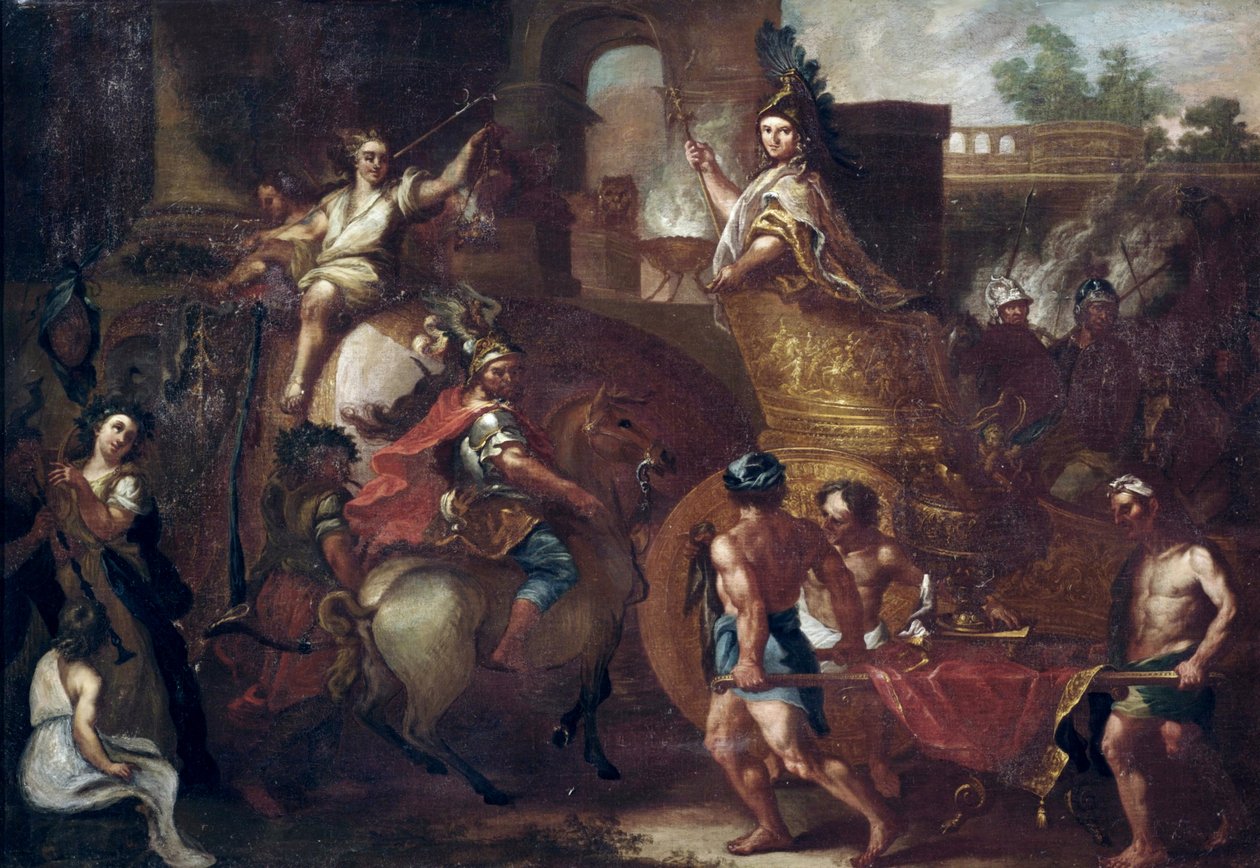 Alexander den stores intåg i Babylon av after Charles Le Brun